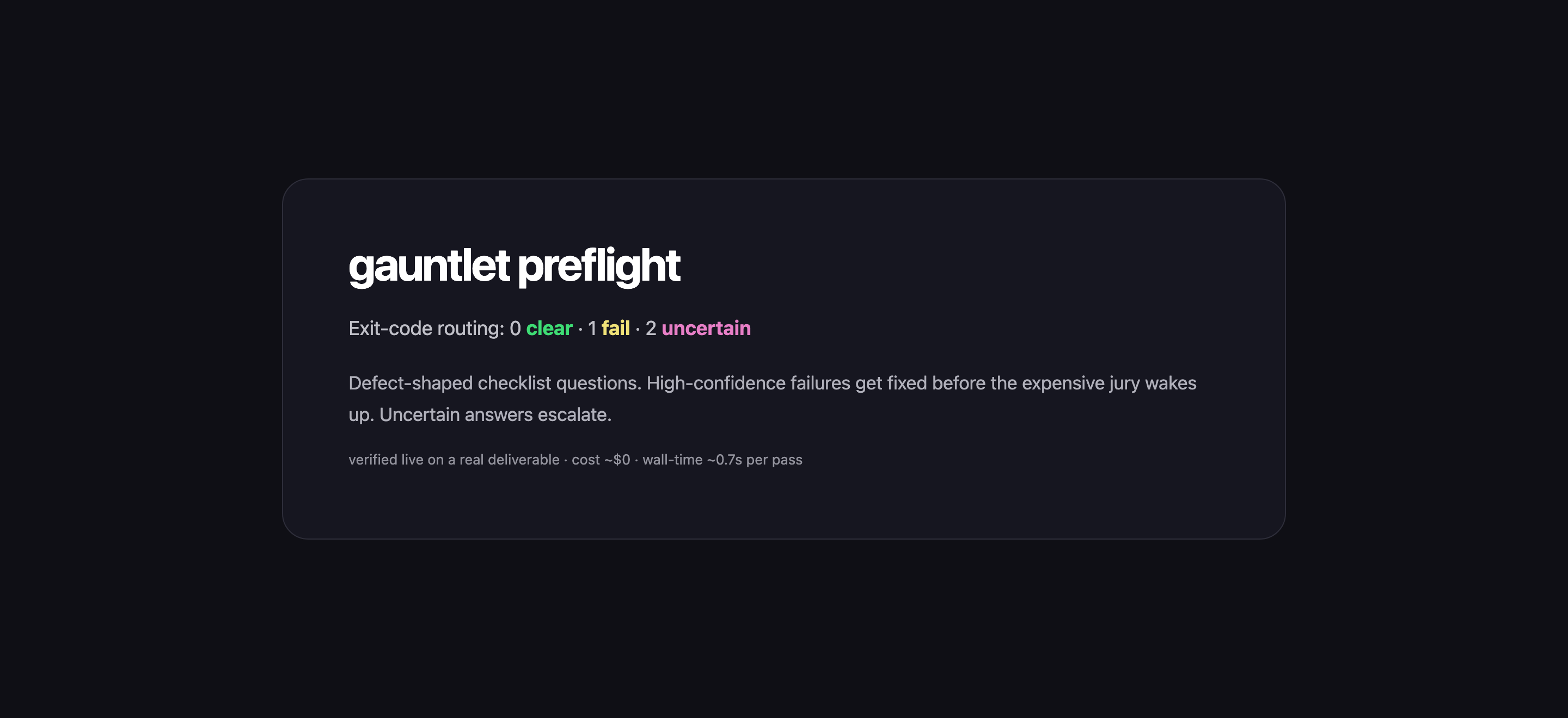 Jev FastLoop gauntlet preflight evidence card